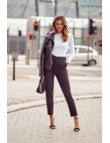 Set dama cu pantaloni si bluza sifonata, alb-negru FI680 - Magazin online - Boutique